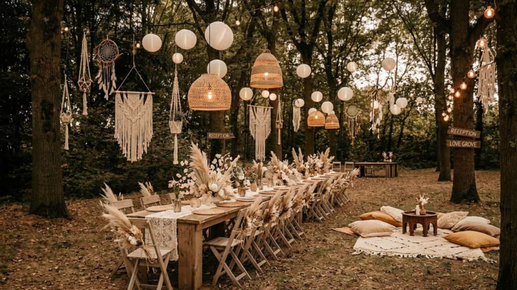 ibiza wedding locatie in nederland, lange tafels diner